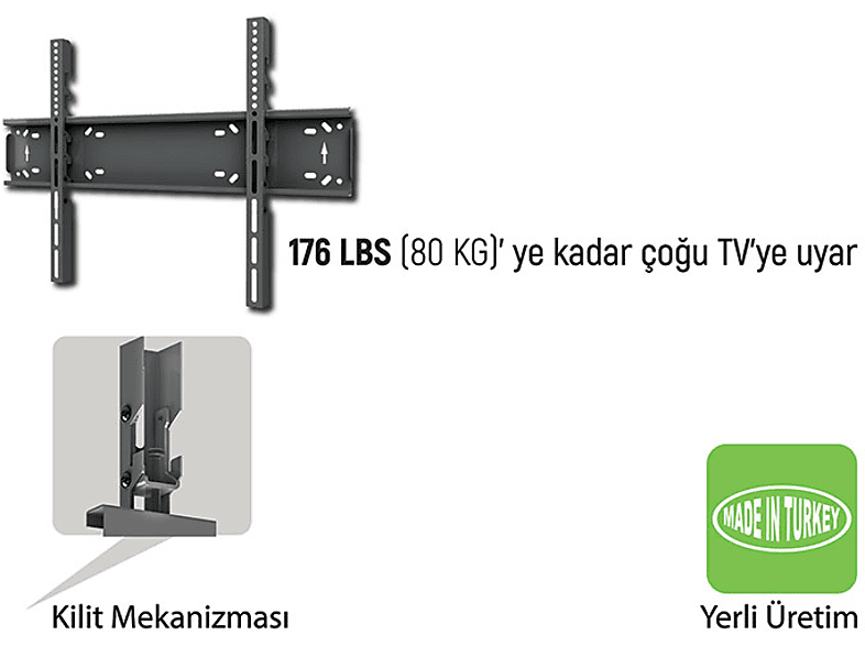 EVEREST TK-4085 40-85 VESA 300x300-400x400-600x400 MAX 50kg 640mm Askı Aparatı_2