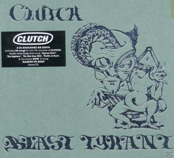 Album borító: Rajzfilmszerű szörny 'Clutch' és 'Blast Tyrant' szöveggel.