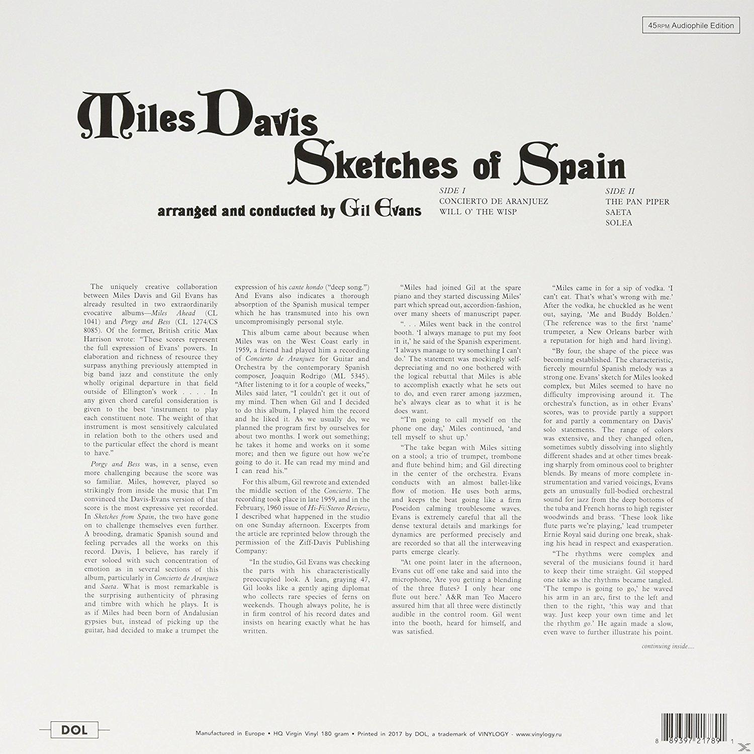 Album borítója; Miles Davis Sketches of Spain szövege és részletei.