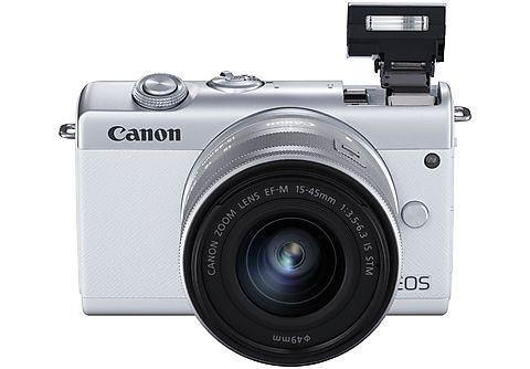 Cámara EVIL - Canon EOS M200, M15-45 SL, 24.1 megapixel, Pantalla 7.5 cm, Vídeos 4K, WiFi, Bluetooth, Blanco