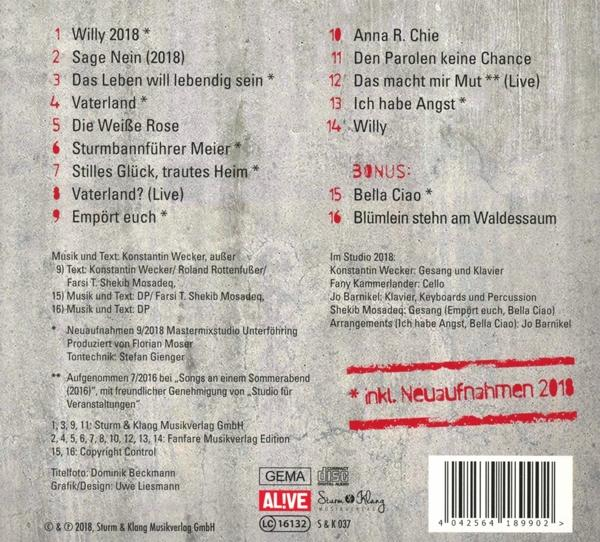CD-Rückseite mit Titelliste auf Deutsch, Künstler- und Albumdetails.