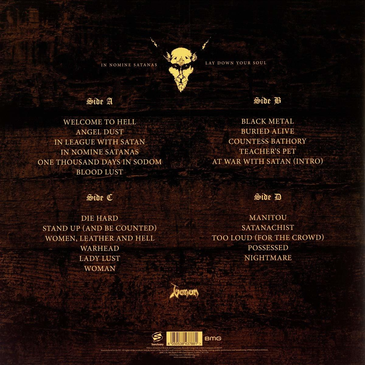 Rückseite des Albums. Die Rückseite listet Songtitel auf und hat unten ein Logo und Text.