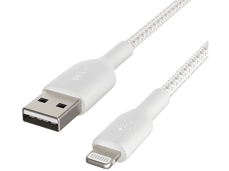 Belkin Örgülü Apple Lightning Hızlı Şarj ve Data Kablosu 1 m Beyaz