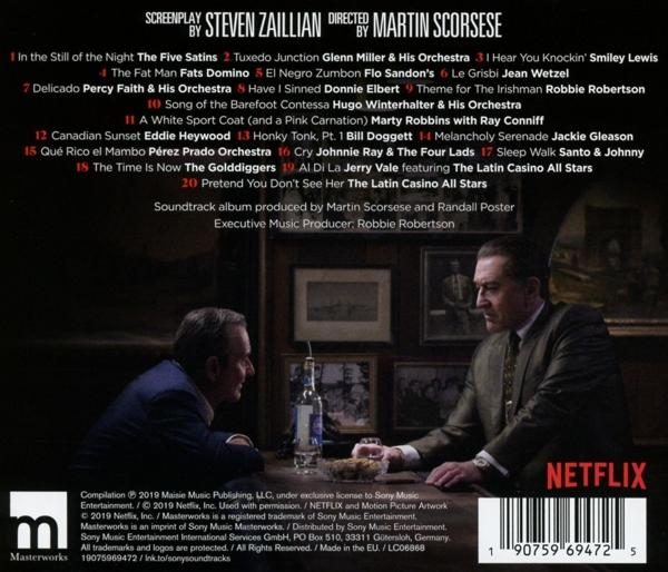 Filmzenei borító színészekkel, szöveggel és részletekkel, Netflix logóval, válogatás.