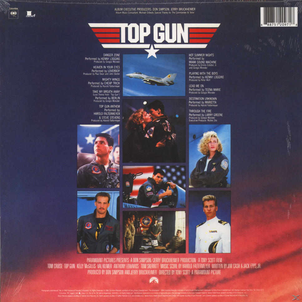 Top Gun filmborító színészek, repülőgép és szöveg képeivel.