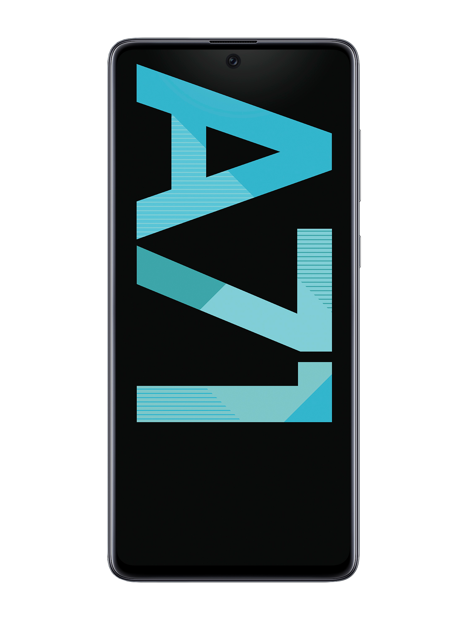 Una pantalla de teléfono inteligente negra que muestra texto azul y turquesa.