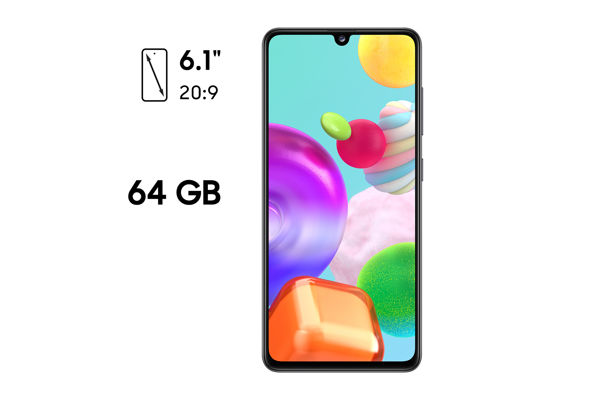 Samsung Galaxy A41, Negro, 64 GB, 4 GB, 6.1" Full HD+, MediaTek MTK6768, Octa-Core, 3500 mAh, Android