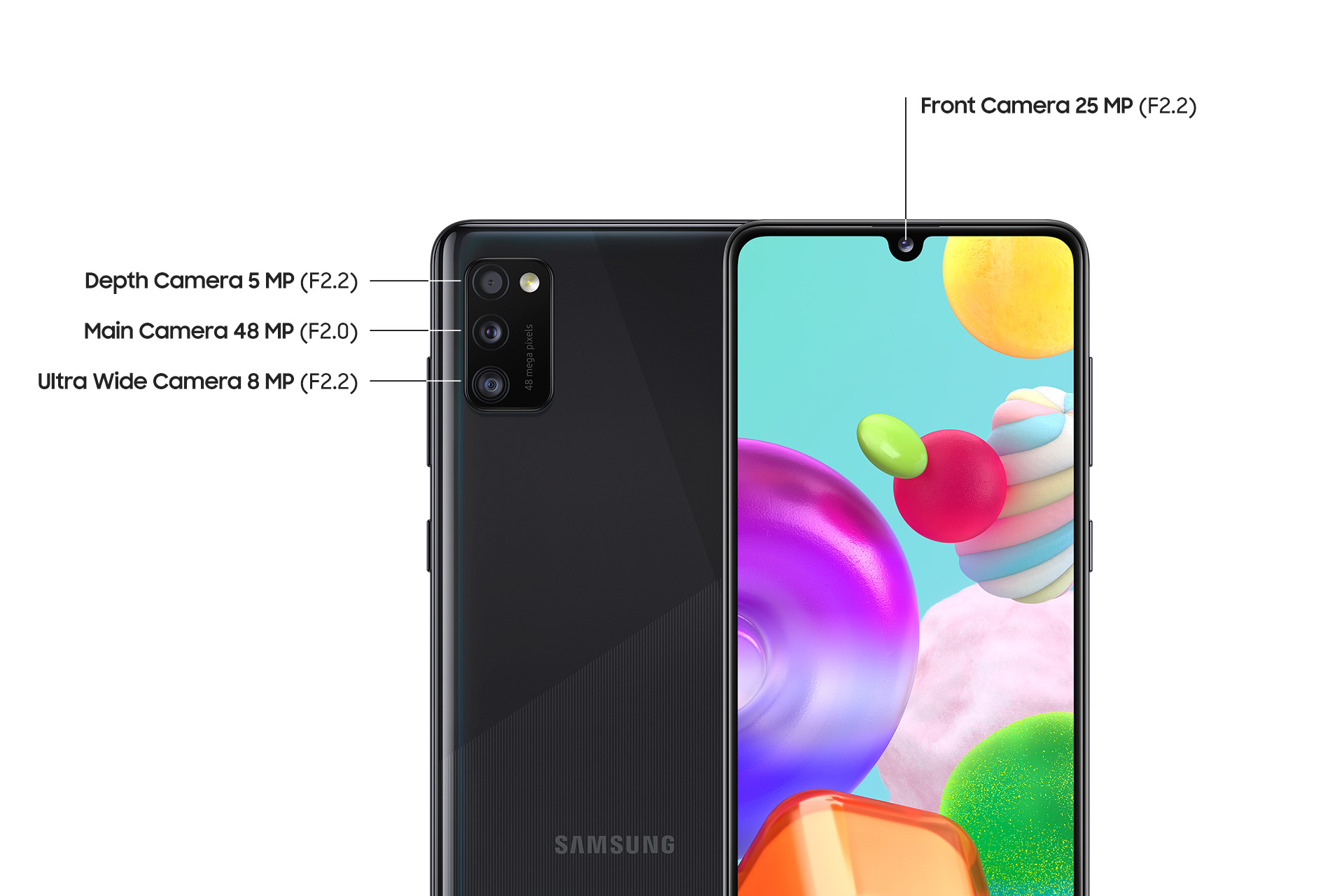Samsung Galaxy A41, Negro, 64 GB, 4 GB, 6.1" Full HD+, MediaTek MTK6768, Octa-Core, 3500 mAh, Android
