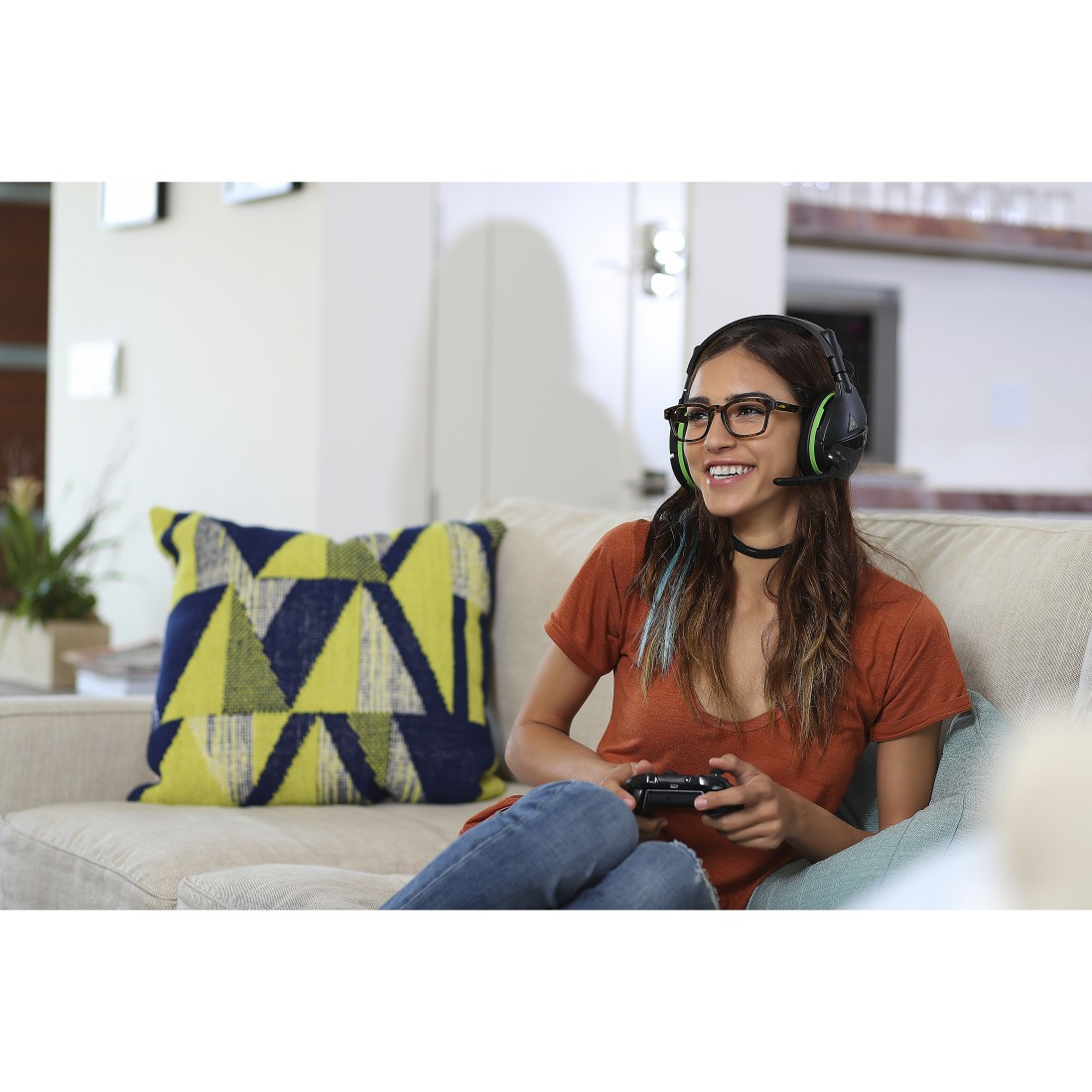 TURTLE BEACH STEALTH 600 Wireless Surround Sound Gaming-Headset für Xbox One, Over-ear Gaming Headset Schwarz/Grün