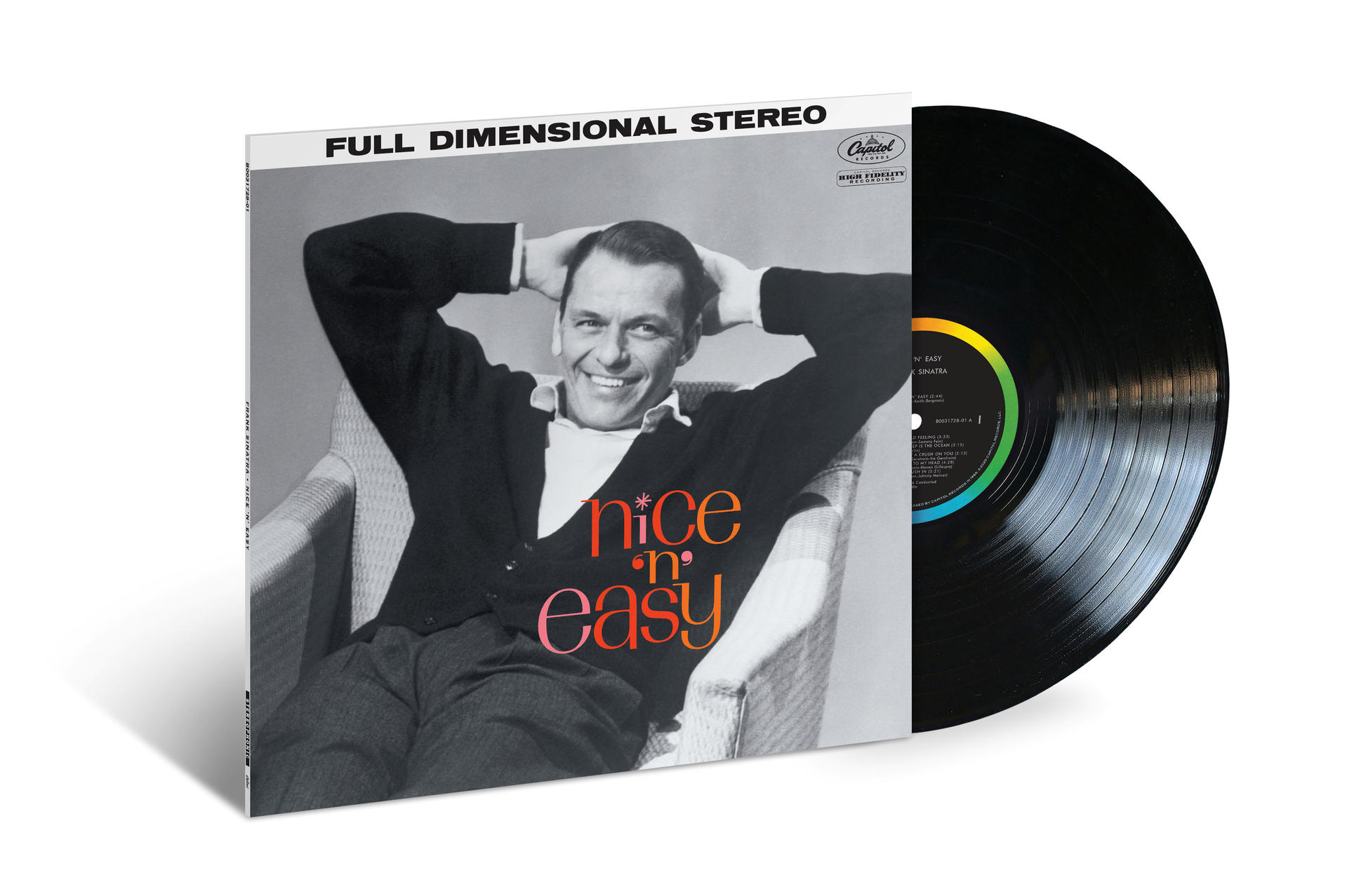 Album borító Frank Sinatra-val, aki pihen, a 'Nice n' Easy' címmel.