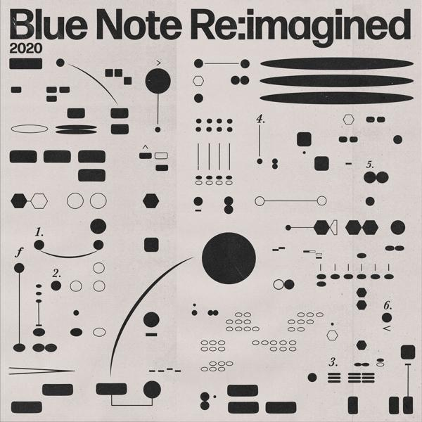 Pochette d'album : Design abstrait de formes et de lignes. Blue Note Re:Imagined 2020.