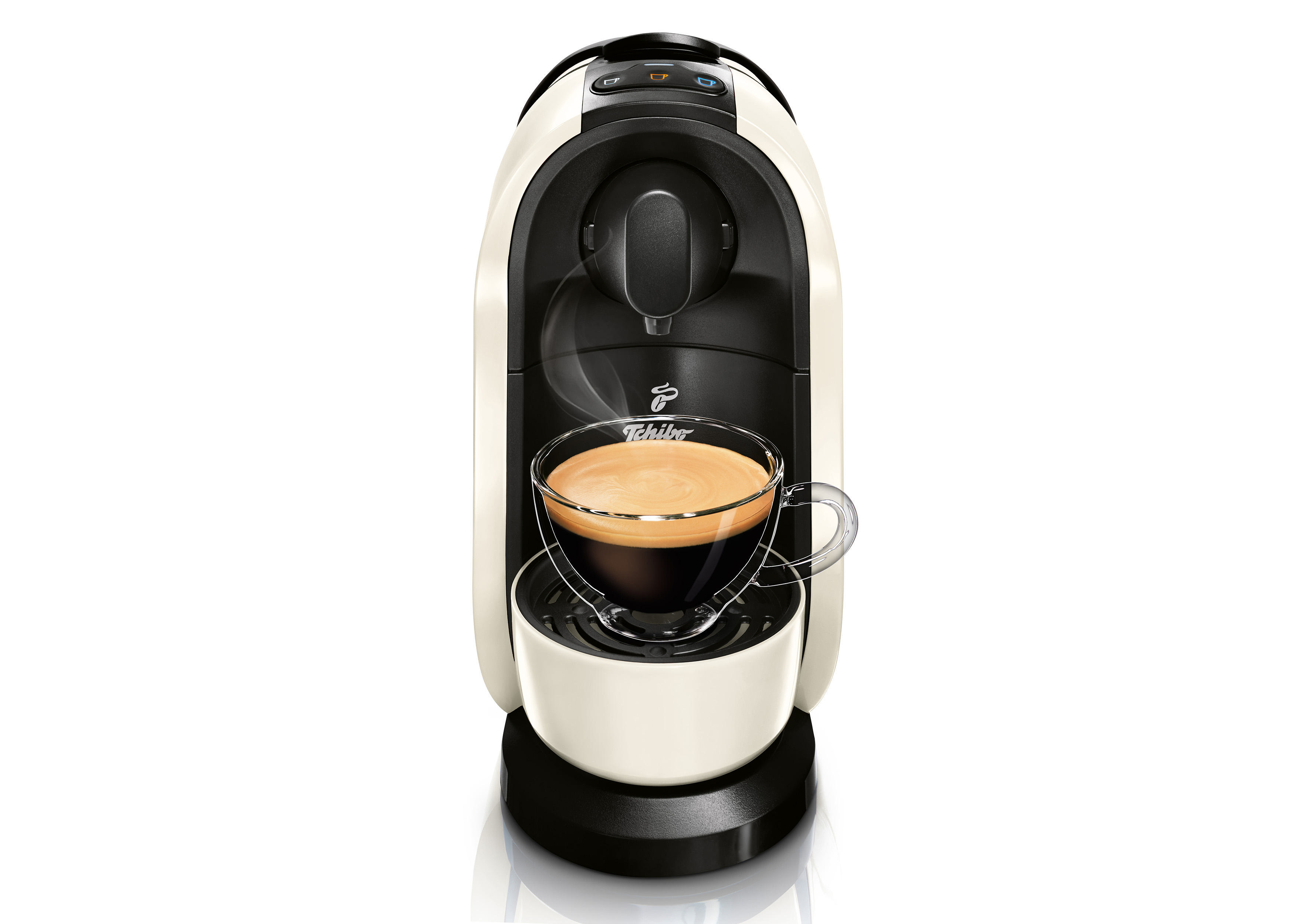 TCHIBO Pure + 60 Kapseln (Espresso,  Filterkaffee, Caffè Crema) Kapselmaschine Weiß