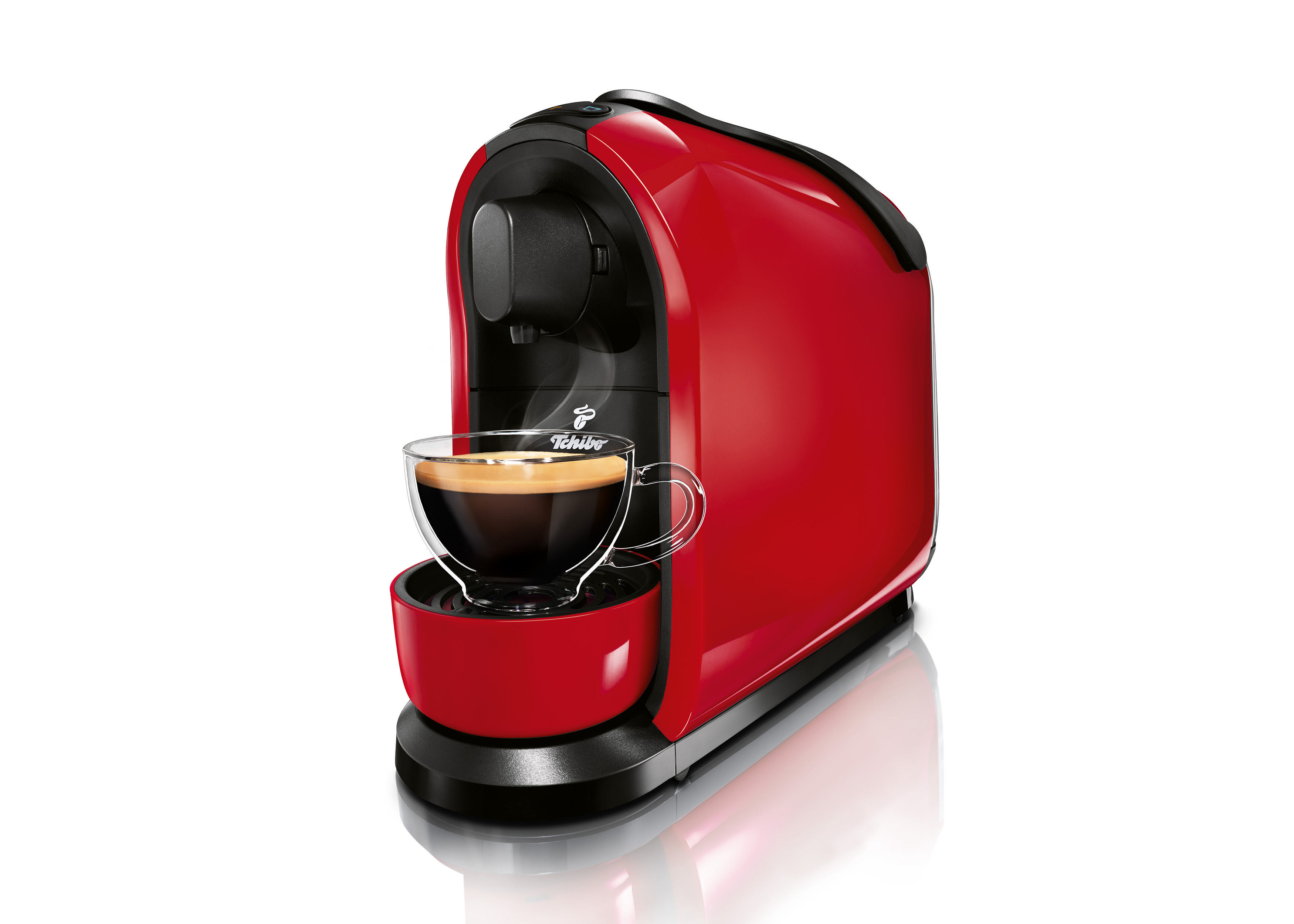 TCHIBO Pure + 60 Kapseln (Espresso, Filterkaffee, Caffè Crema) Kapselmaschine Rot