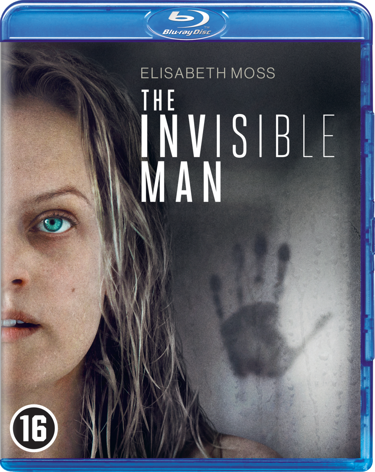 Couverture du film : visage de femme avec une empreinte de main, titre 'The Invisible Man'.
