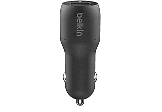 BELKIN CCD001BT1MBK 24W Çift Girişli Hızlı Araç Şarj Cihazı ve Lightining Kablo Siyah_2