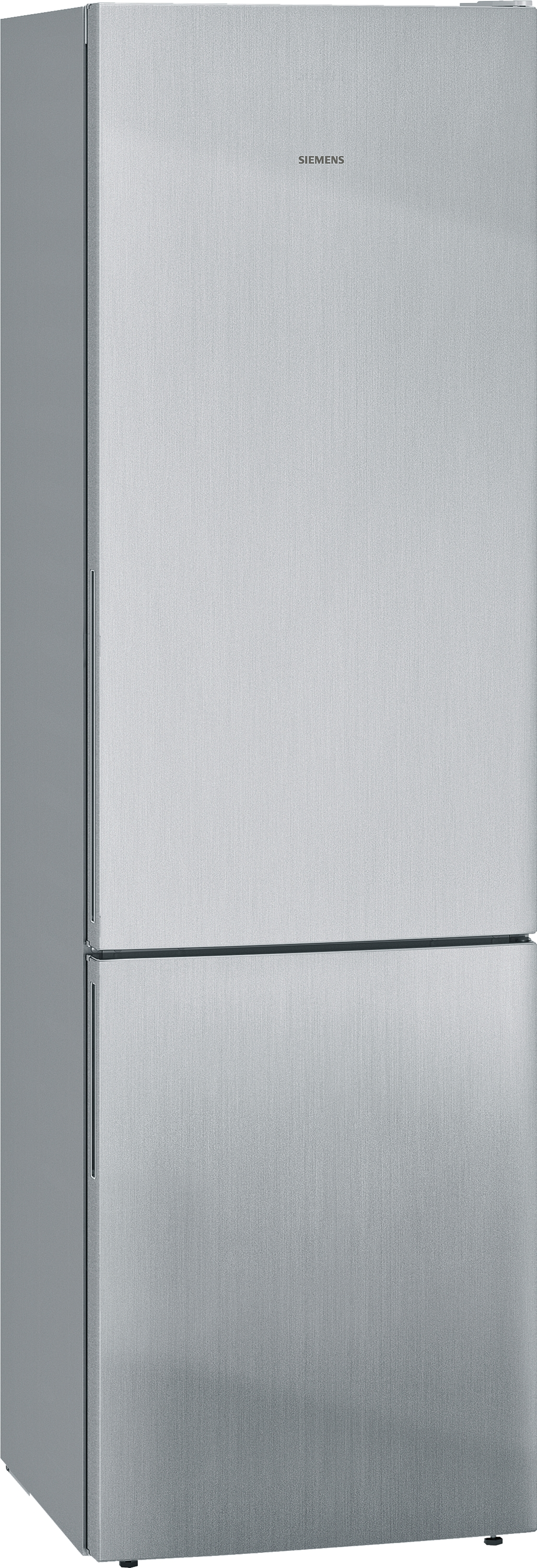 Ein hoher Kühlschrank aus Edelstahl mit zwei Türen.
