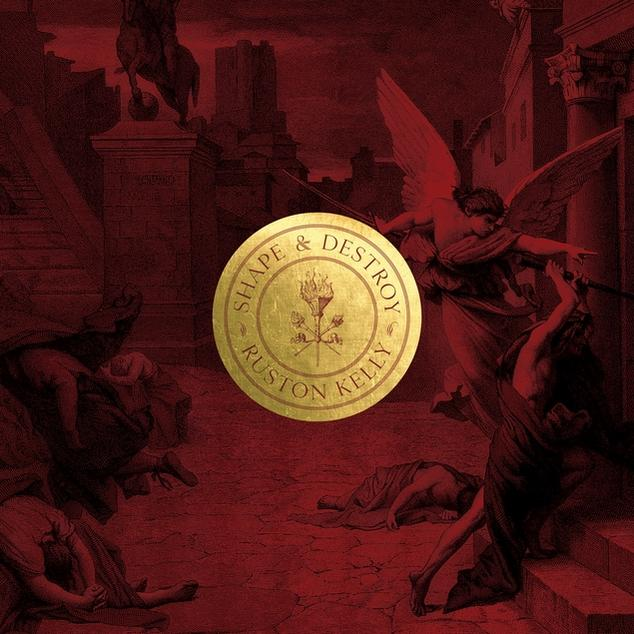 Albumcover. Goldmedaillon mit 'Shape & Destroy'. Figuren in Rot.