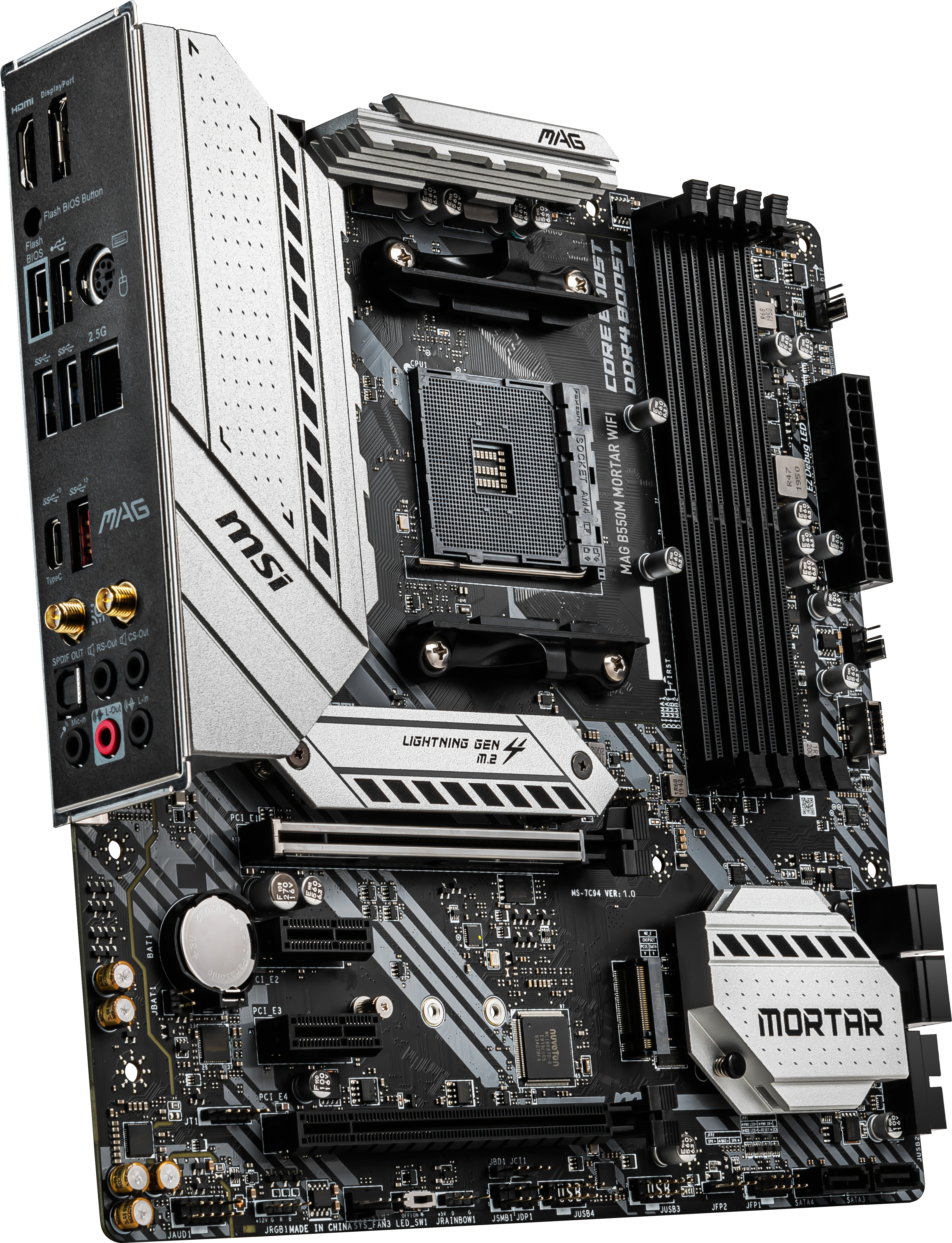 MSI MAG B550M MORTAR WIFI (7C94-001R) Mainboard Schwarz/Silber