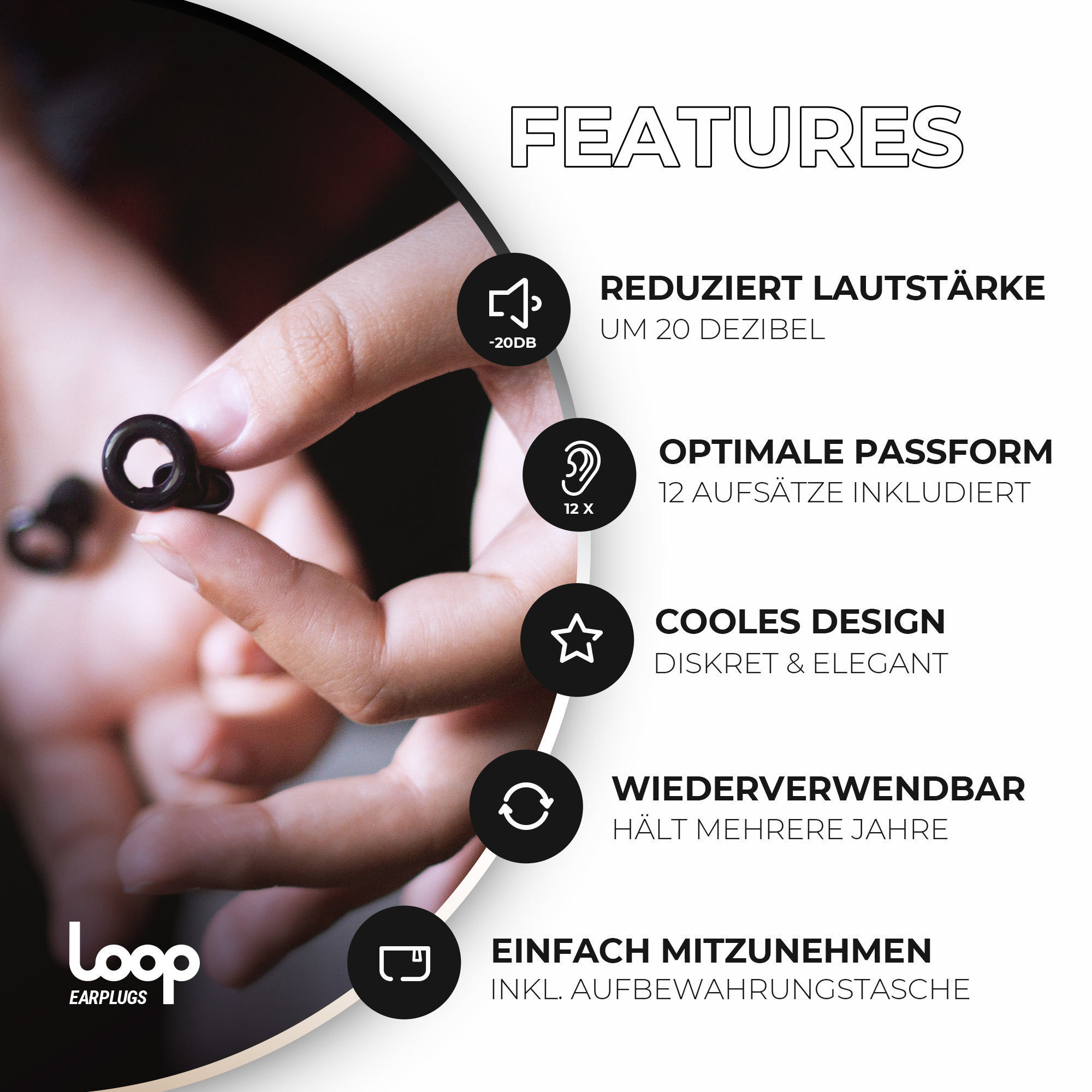LOOP Earplugs In-Ear 20dB Filter Gehörschutz