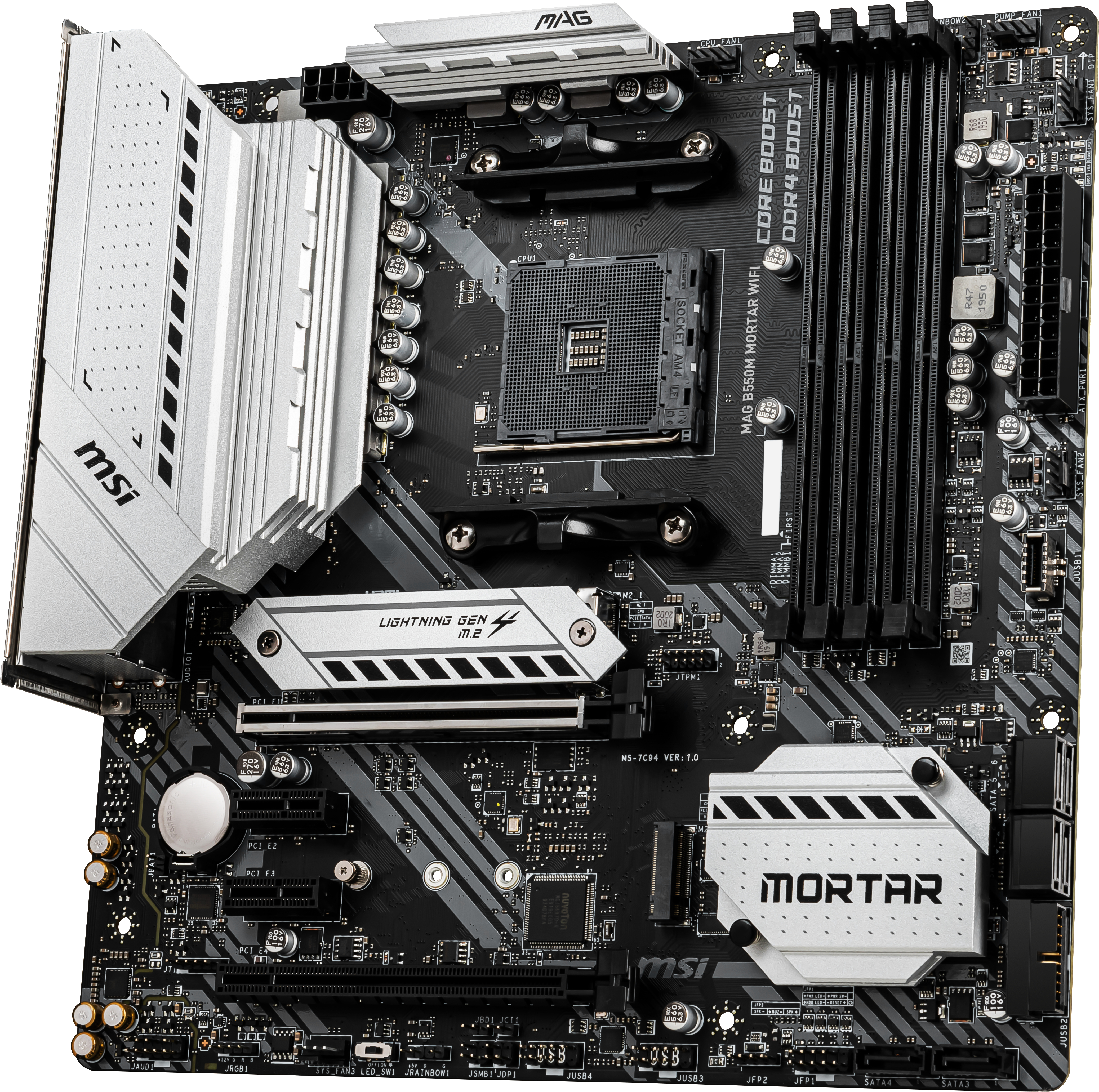 MSI MAG B550M MORTAR WIFI (7C94-001R) Mainboard Schwarz/Silber