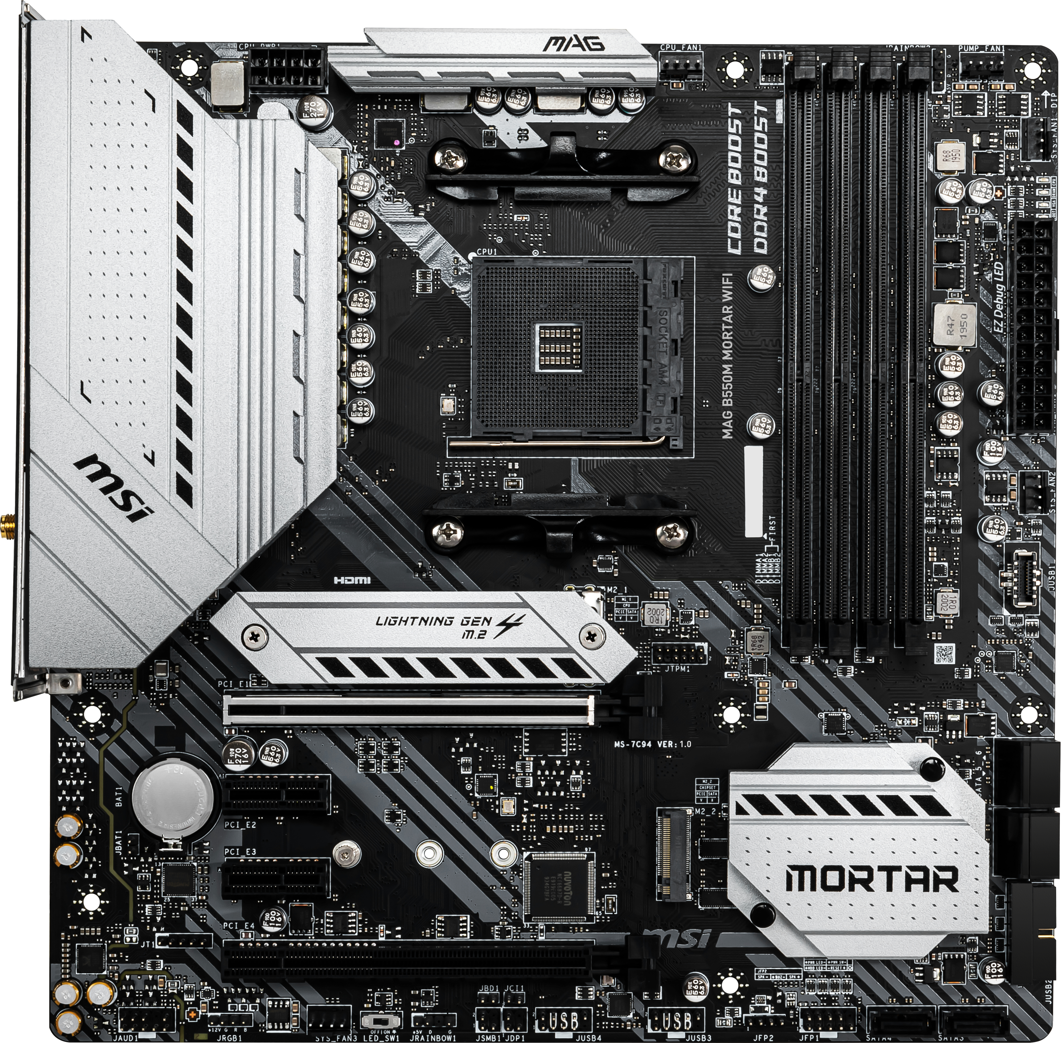 MSI MAG B550M MORTAR WIFI (7C94-001R) Mainboard Schwarz/Silber