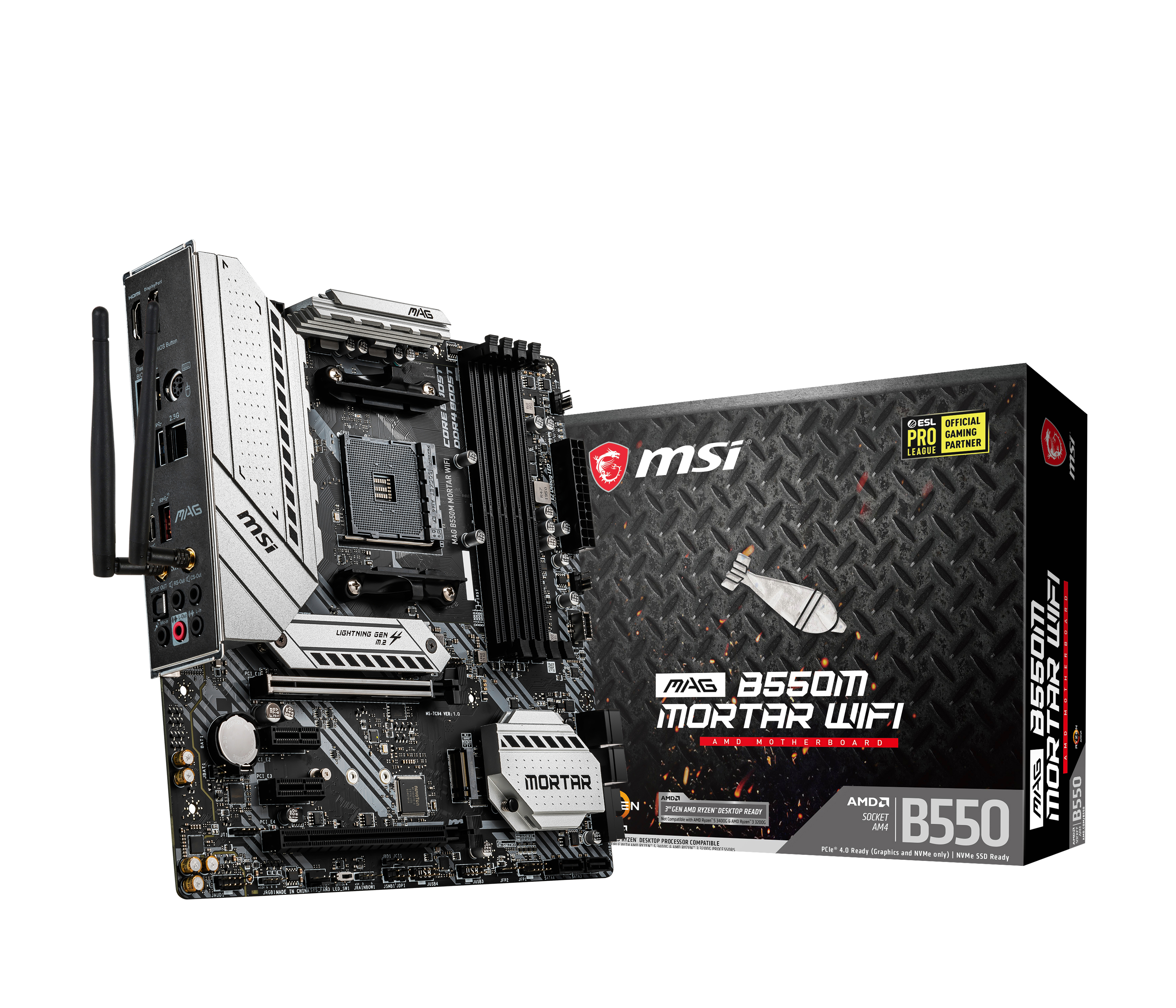 MSI MAG B550M MORTAR WIFI (7C94-001R) Mainboard Schwarz/Silber