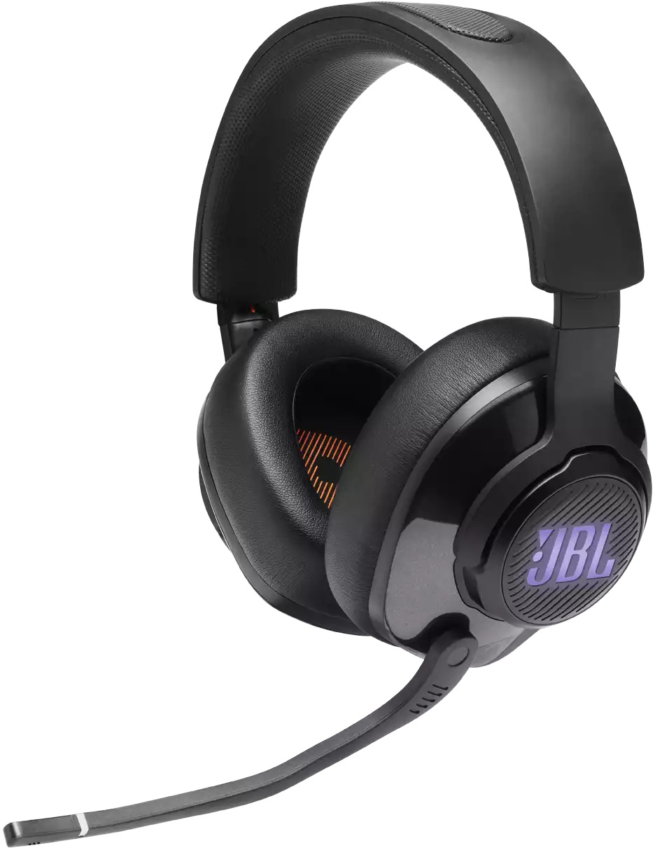 Schwarze JBL Gaming-Kopfhörer mit Mikrofon.