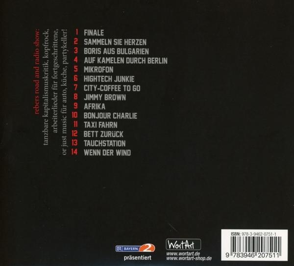 CD-Cover mit einer Liste von Liedern. Enthält ein rotes und schwarzes Thema mit Text auf Deutsch.