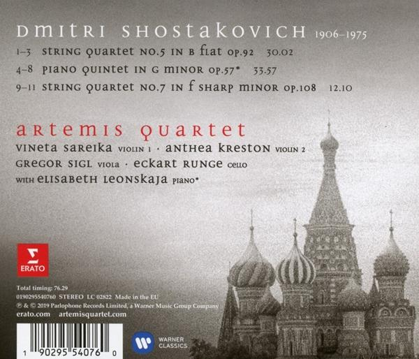 CD-Cover mit Text über Schostakowitschs Musik und einer Illustration.