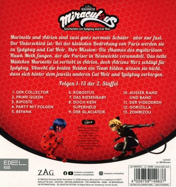 Miraculous Ladybug DVD-Hülle mit Charakteren und Episodenlisten.