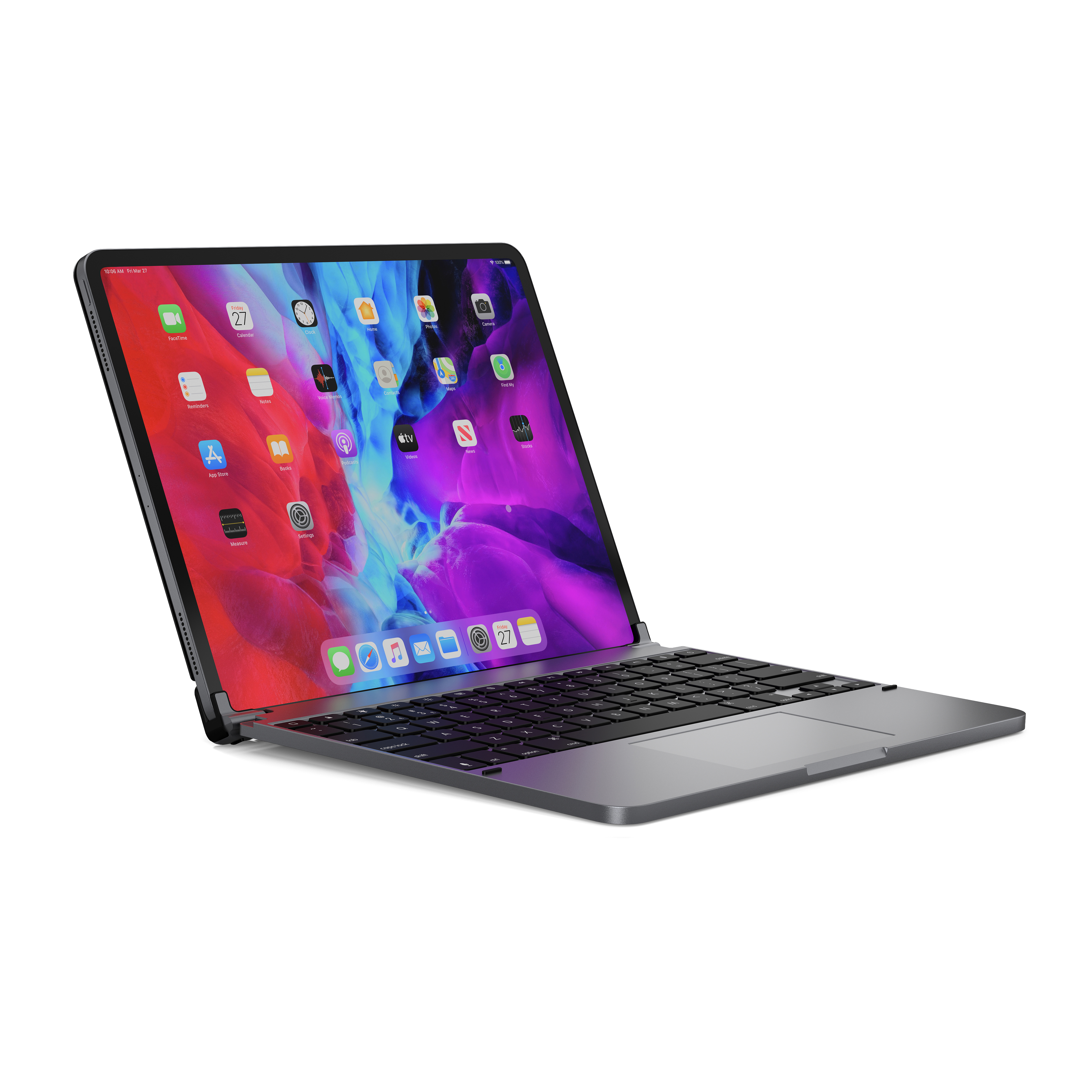 BRYDGE 12.9 Pro+ - Bluetooth Tastatur für das iPad Pro 12.9“ (3. und 4. Generation) mit Trackpad, QWERTZ, Apple, iPad Pro 12.9, Space/Grau