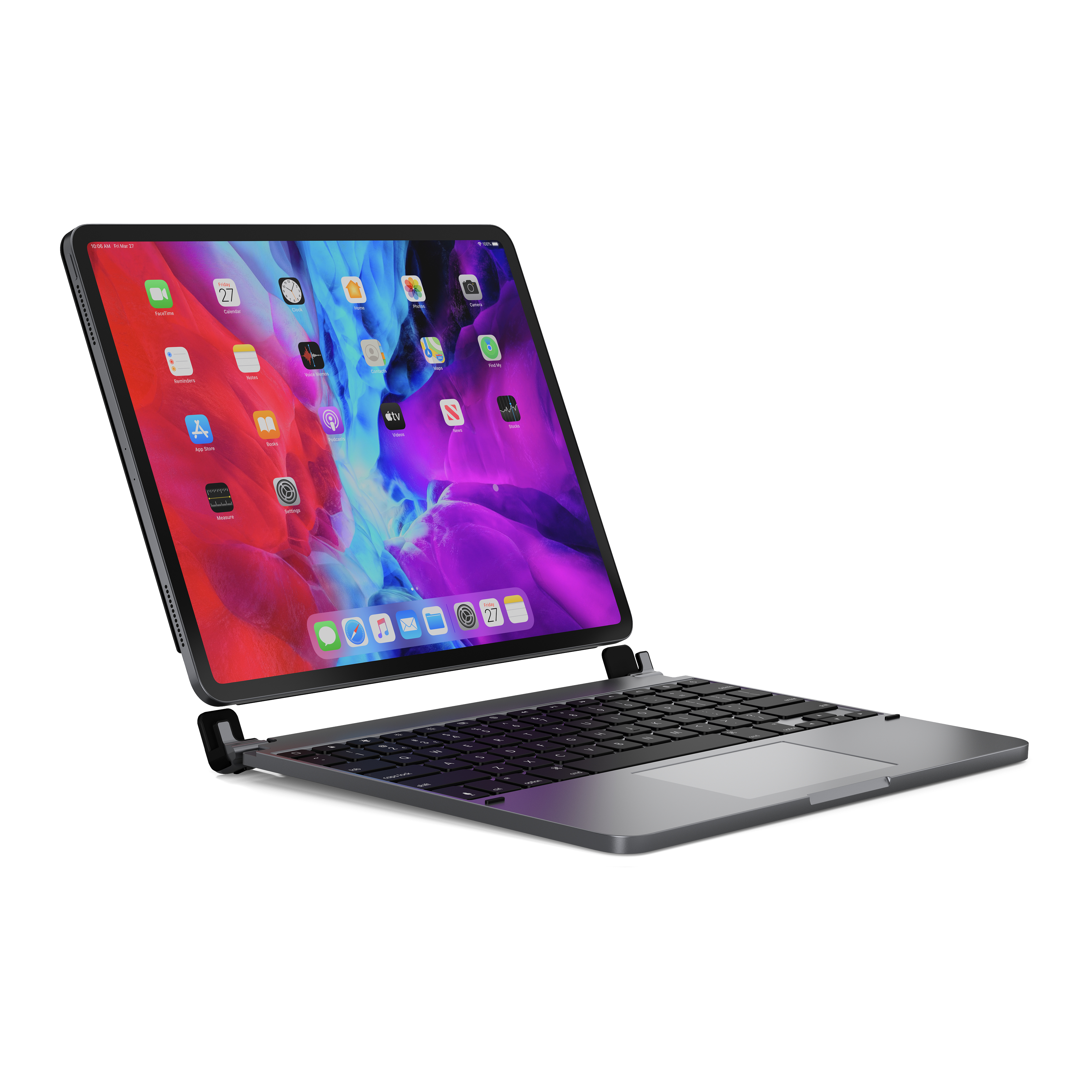 BRYDGE 12.9 Pro+ - Bluetooth Tastatur für das iPad Pro 12.9“ (3. und 4. Generation) mit Trackpad, QWERTZ, Apple, iPad Pro 12.9, Space/Grau