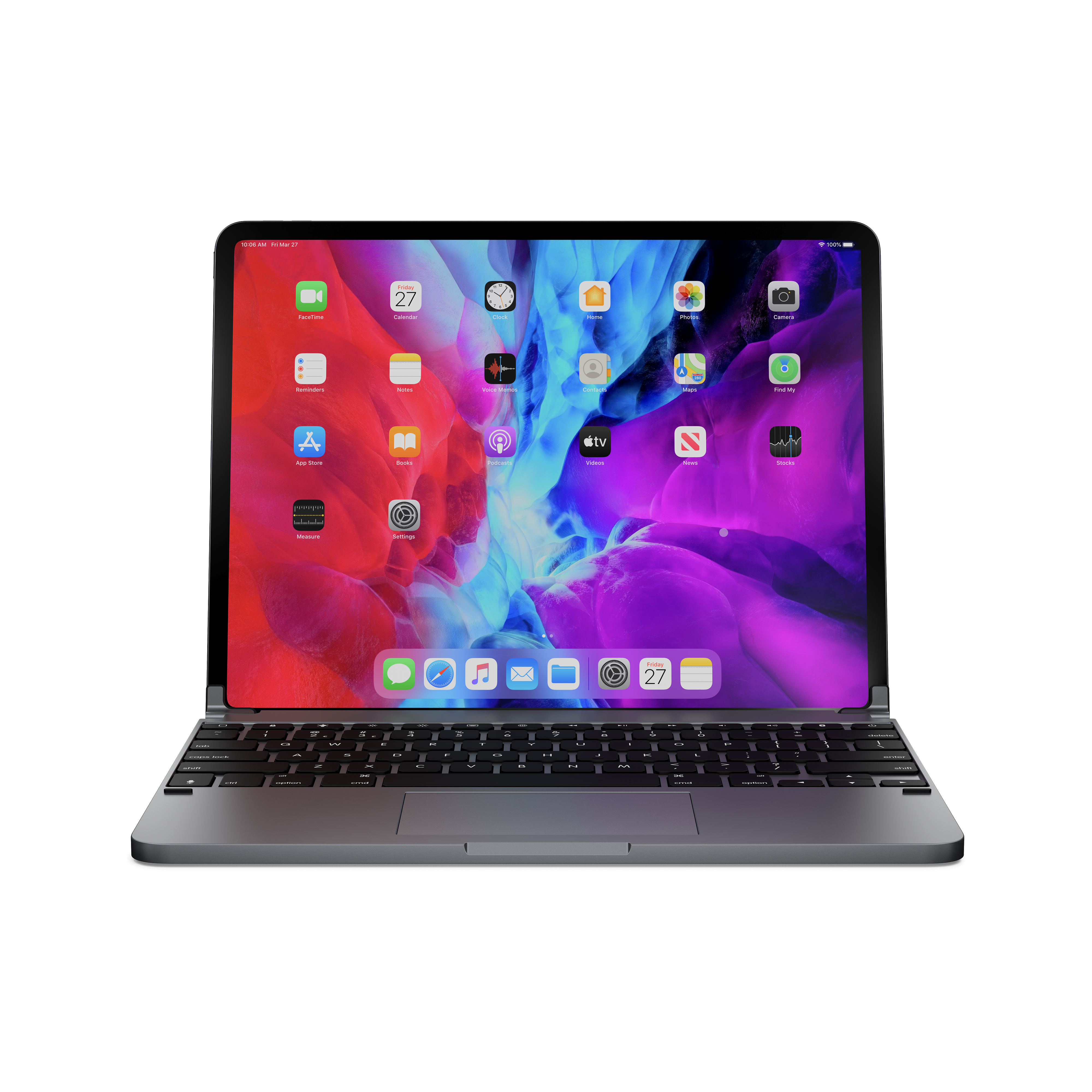 BRYDGE 12.9 Pro+ - Bluetooth Tastatur für das iPad Pro 12.9“ (3. und 4. Generation) mit Trackpad, QWERTZ, Apple, iPad Pro 12.9, Space/Grau