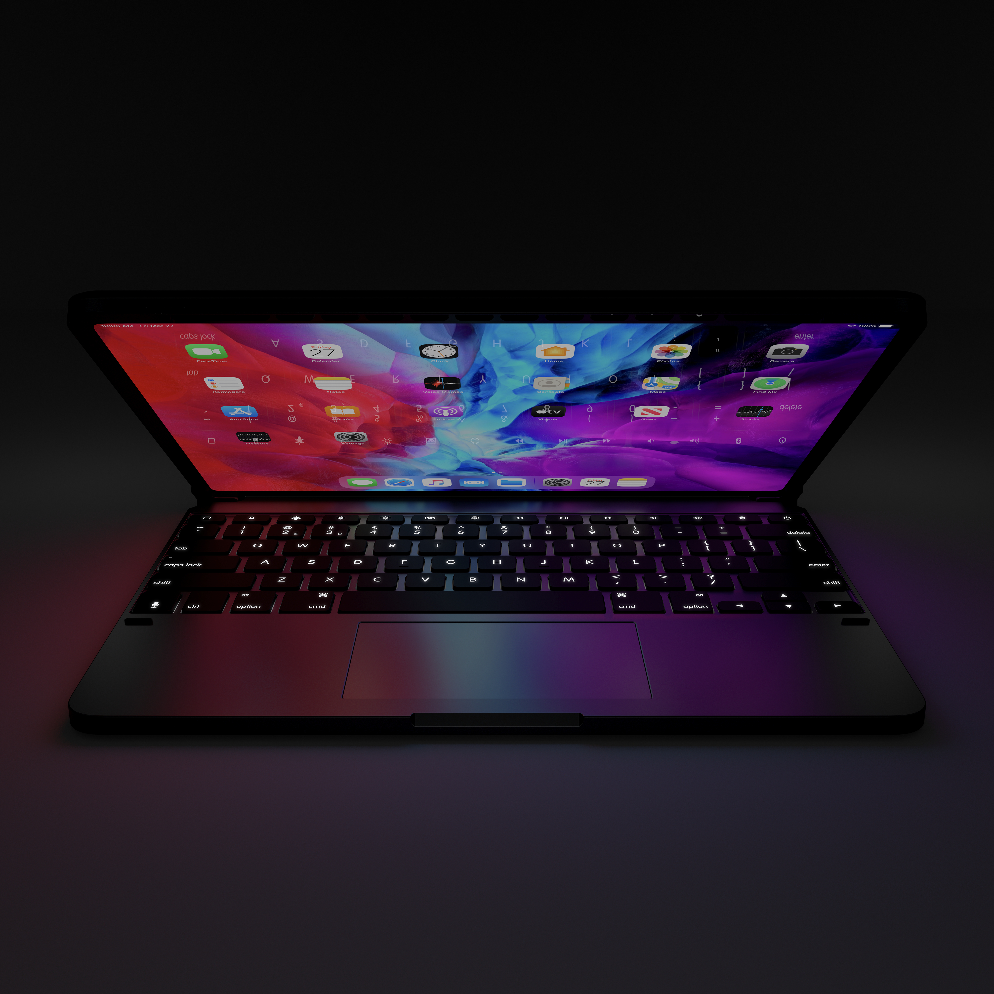 BRYDGE 12.9 Pro+ - Bluetooth Tastatur für das iPad Pro 12.9“ (3. und 4. Generation) mit Trackpad, QWERTZ, Apple, iPad Pro 12.9, Space/Grau