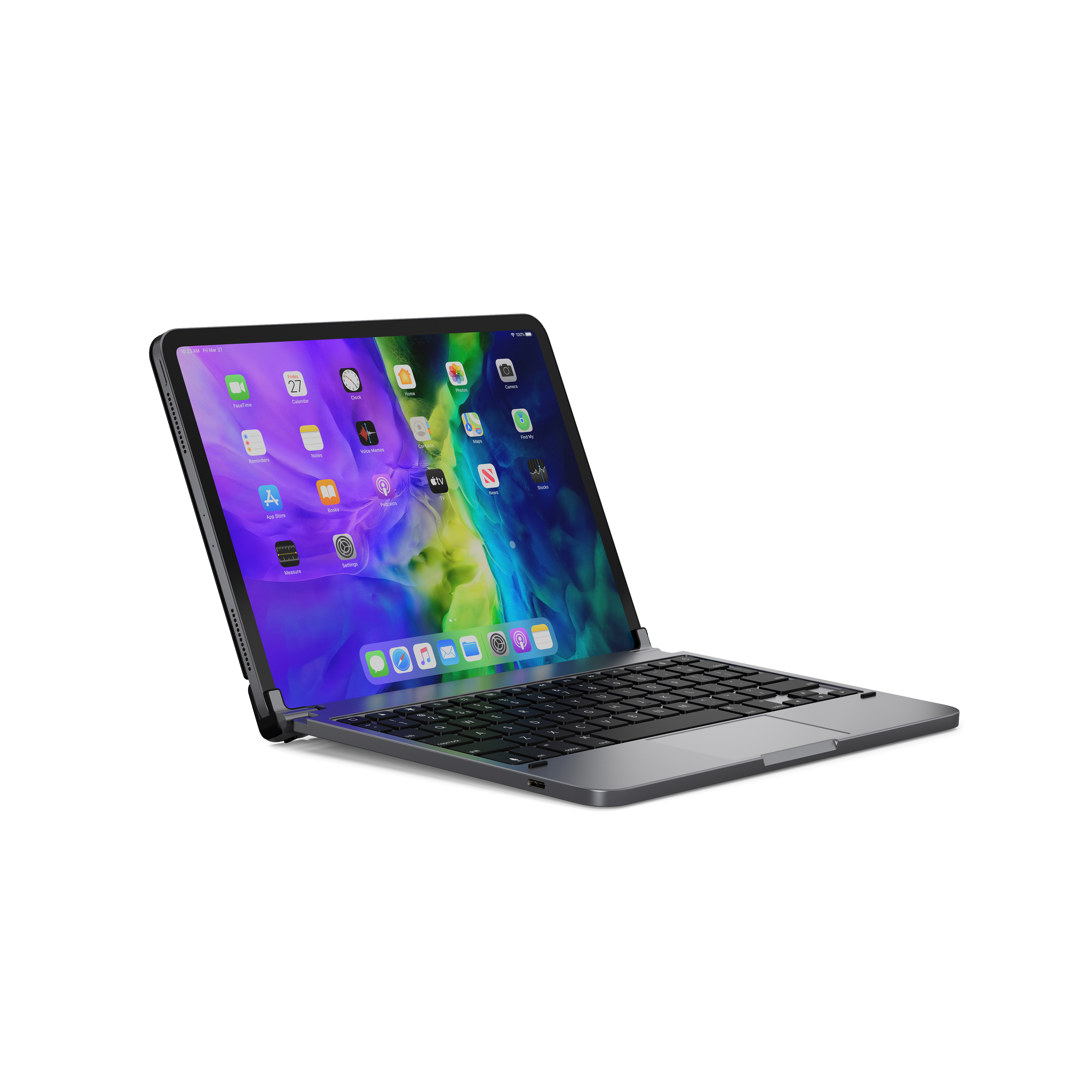 BRYDGE 11 Pro+ - Bluetooth Tastatur für das iPad Pro 11" (1., 2., 3. Generation) mit Trackpad, QWERTZ, Apple, iPad Pro 11 (2018 & 2020), Space/Grau