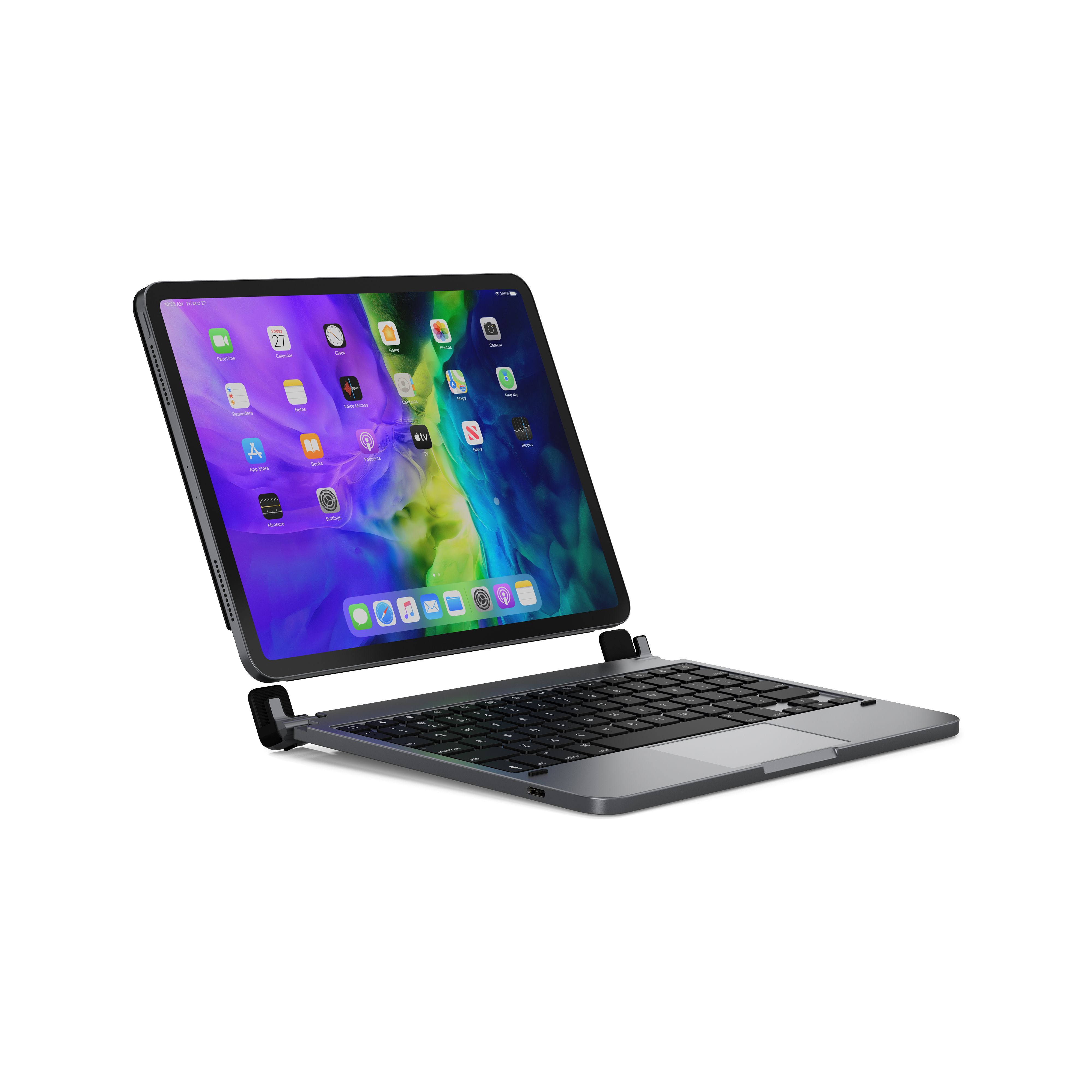 BRYDGE 11 Pro+ - Bluetooth Tastatur für das iPad Pro 11" (1., 2., 3. Generation) mit Trackpad, QWERTZ, Apple, iPad Pro 11 (2018 & 2020), Space/Grau