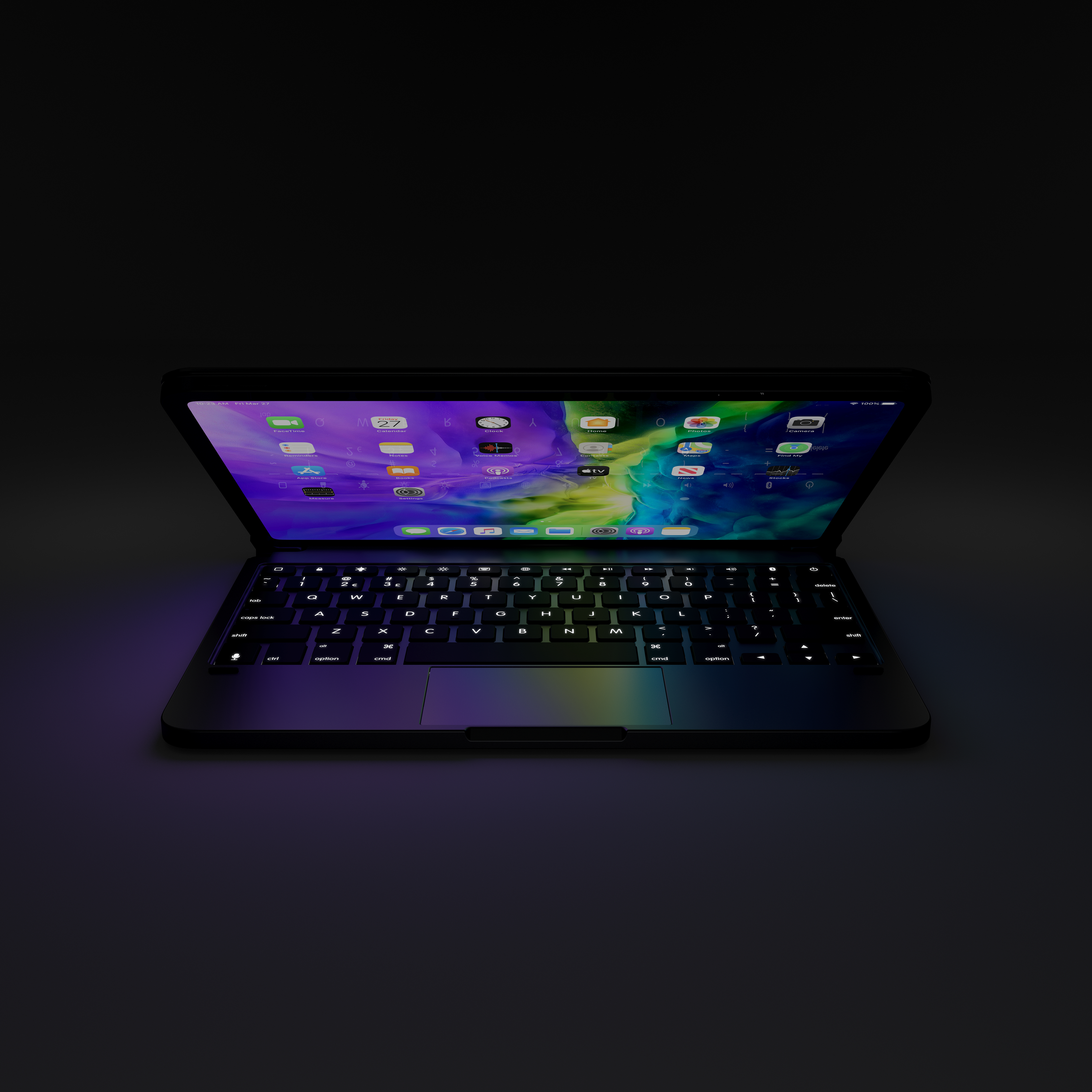 BRYDGE 11 Pro+ - Bluetooth Tastatur für das iPad Pro 11" (1., 2., 3. Generation) mit Trackpad, QWERTZ, Apple, iPad Pro 11 (2018 & 2020), Space/Grau