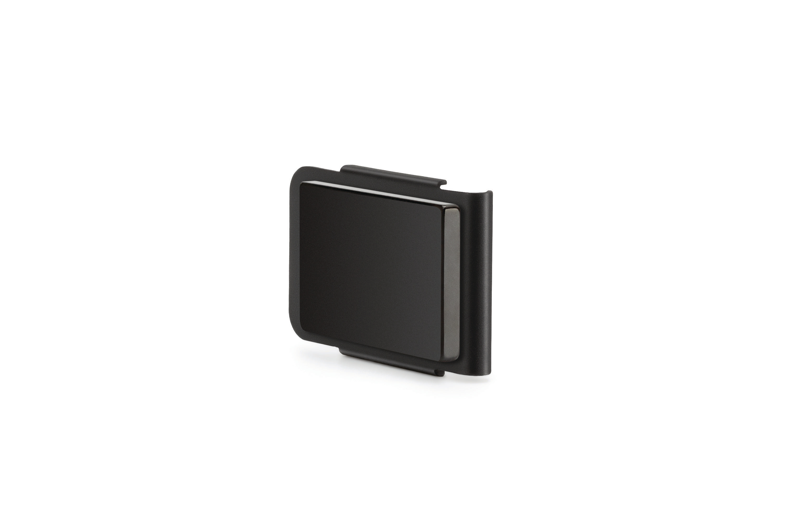 Schwarzes Smart-Home-Gerät. Es hat eine rechteckige Form.