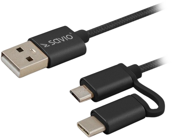 SAVIO CL-128 2in1 USB - Micro USB/Type-C kábel