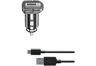 CELLULARLINE CBRKIT10WTYCK - USB Autoladegerät (Schwarz/Grau)