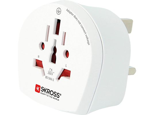 SKROSS Country Adapter World to UK - Adaptateur de voyage (Blanc)