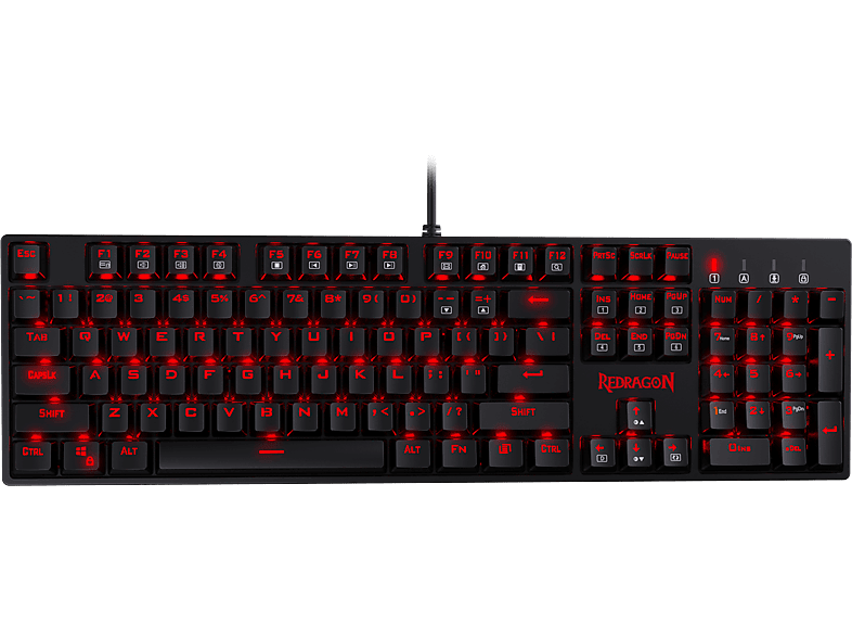 REDRAGON K582 Surara Pro RGB 104 gombos mechanikus gamer billentyűzet, kék kapcsolóval, HU