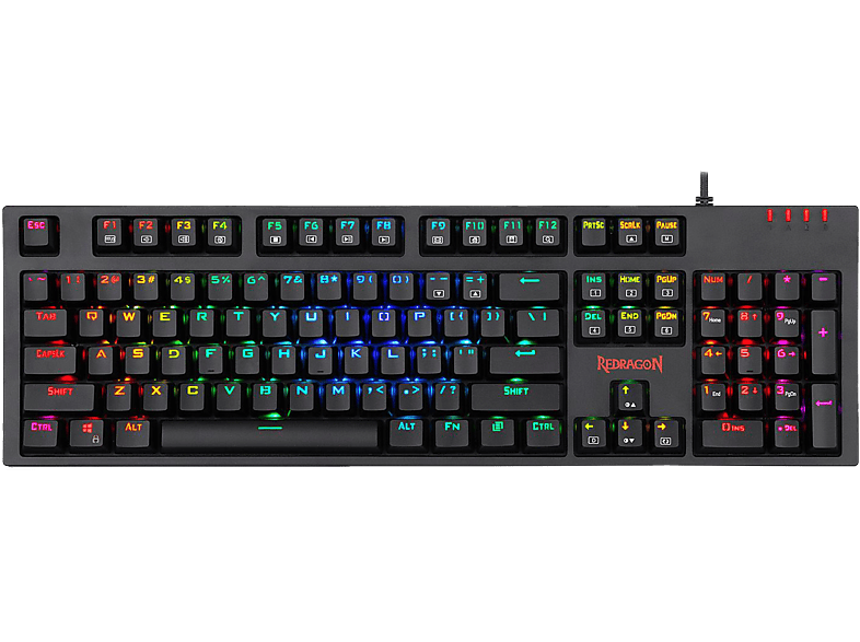 REDRAGON K592 Amsa-Pro RGB 104 gombos optomechanikus gamer billentyűzet, kék kapcsolóval, magyar kiosztás