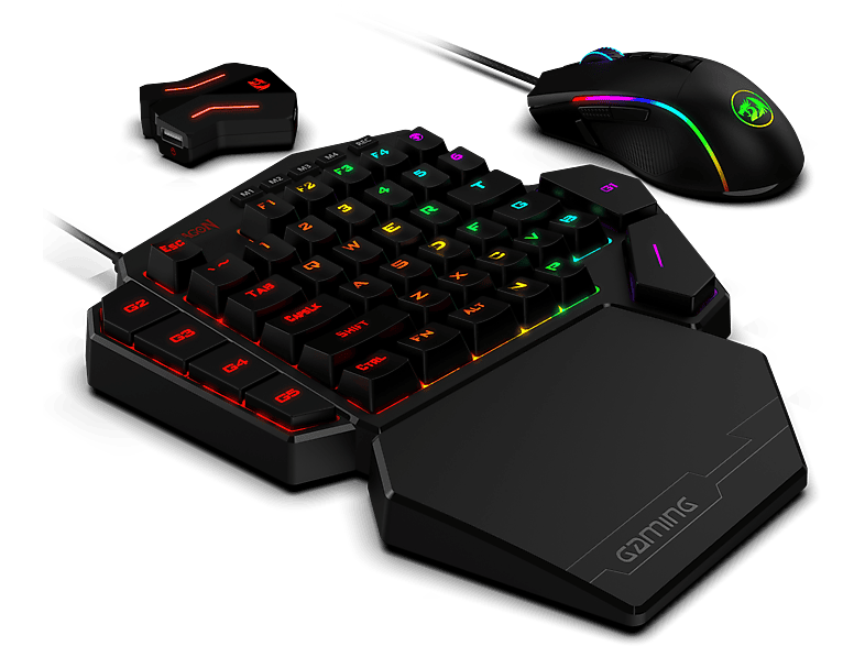 REDRAGON K585 RGB egykezes gaming billentyűzet + M721-Pro gamer egér GA200 konverter (Xbox,PS4,PS3,PC)