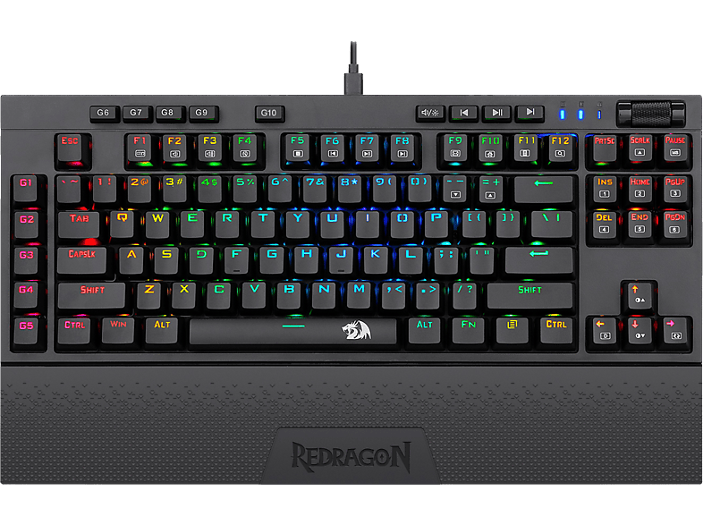 REDRAGON K596 Vishnu RGB 87 gombos vezetékes/vezeték nélküli gamer billentyűzet, barna kapcsolóval, HU