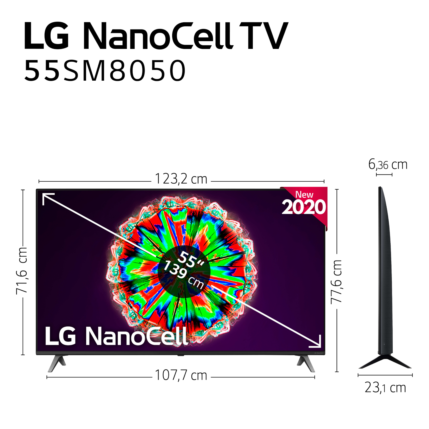 TV LED 55" - LG 55SM8050PLC, Smart TV 4K UHD NanoCell, IA, HDR10 Pro, HLG, Ultra Surround, Bluetooth, WiFi [A]