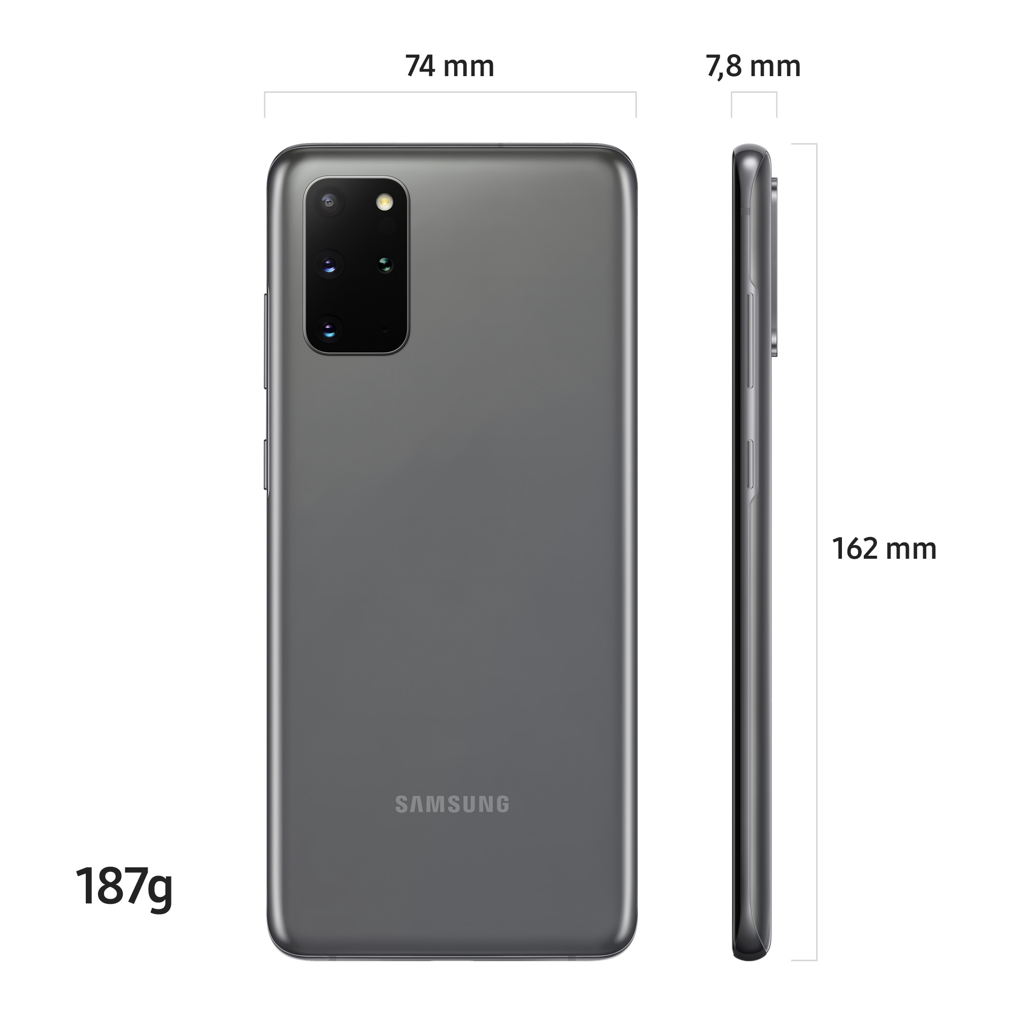 Móvil - Samsung Galaxy S20+ 4G, Gris, 128 GB, 8 GB RAM, 6.7" AMOLED 120Hz, Exynos 990, 4500 mAh, Android