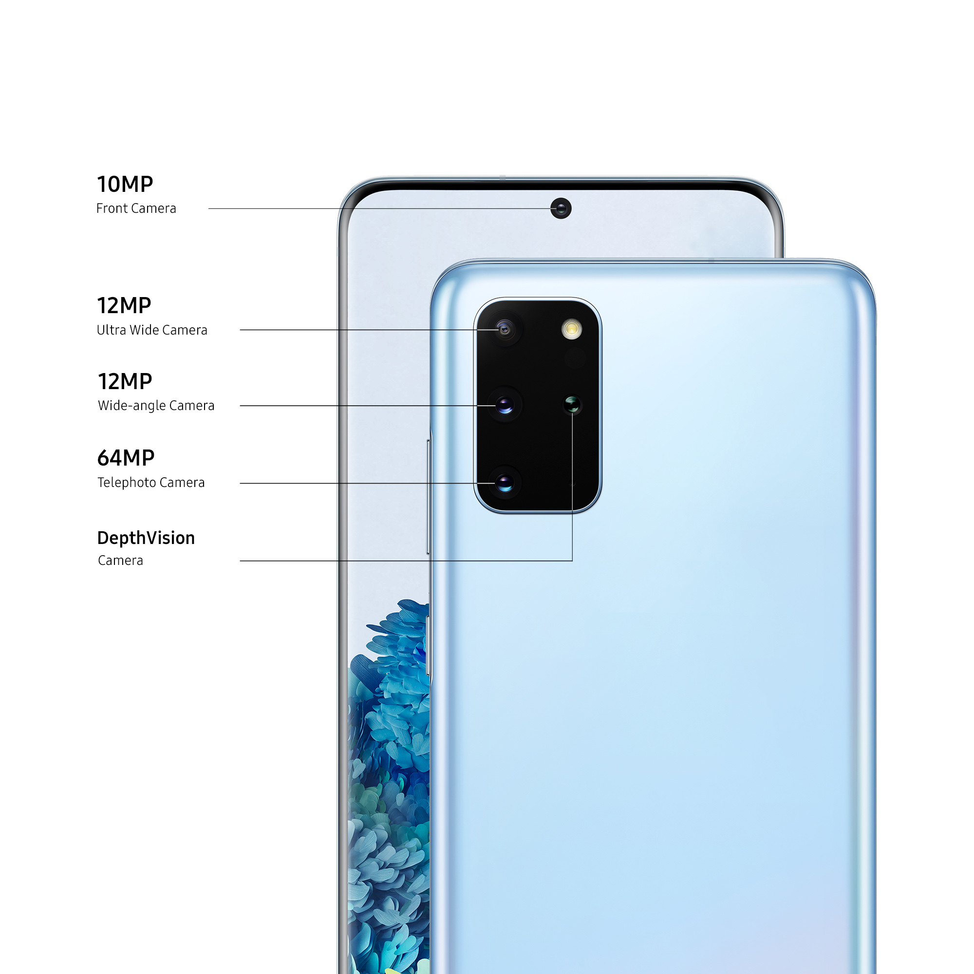 Samsung Galaxy S20+ 4G, Azul, 128 GB, 8 GB RAM, 6.7" AMOLED 120Hz, Exynos 990, 4500 mAh, Android