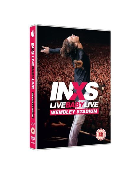 Boîtier DVD pour INXS Live Baby Live Wembley Stadium. La couverture montre une photo de concert.