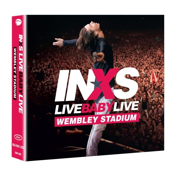 Boîtier DVD INXS Live Baby Live Wembley Stadium avec image du groupe et texte.